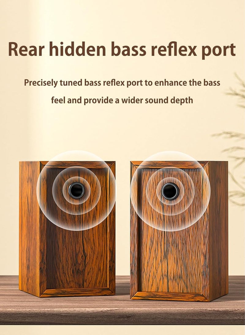 Desktop Computer Speaker Surround Sound 2.0 Stereo,Classic Solid Wood PC Speakers,Two Linking Methods, Bluetooth 5.0 and Wired Link (3.5mm Connector UBS Powered),Adapts to Multiple Scenes - Image 4