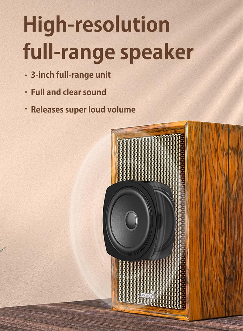 Desktop Computer Speaker Surround Sound 2.0 Stereo,Classic Solid Wood PC Speakers,Two Linking Methods, Bluetooth 5.0 and Wired Link (3.5mm Connector UBS Powered),Adapts to Multiple Scenes - Image 3