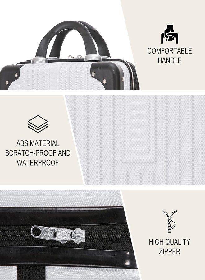 DREWIT STAR Portable Makeup Travel Case Hand Luggage, Mini ABS Carrying Makeup Case Suitcase with Elastic Band, Small Hard Shell Cosmetic Case for Travel Camping Women Girls (Black&White) - Image 5