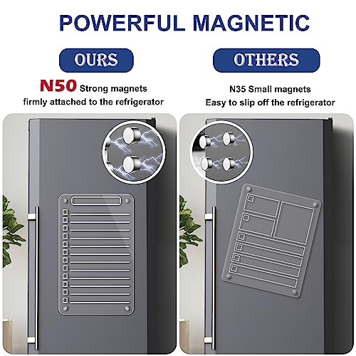 Pasenhome 2 Pcs Acrylic Magnetic Dry Erase Board for Fridge, 12"X6" Clear Magnetic to Do List White Board, Acrylic Dry Erase to Do List for Refrigerator, Magnet Whiteboard with 6 Markers - Image 5