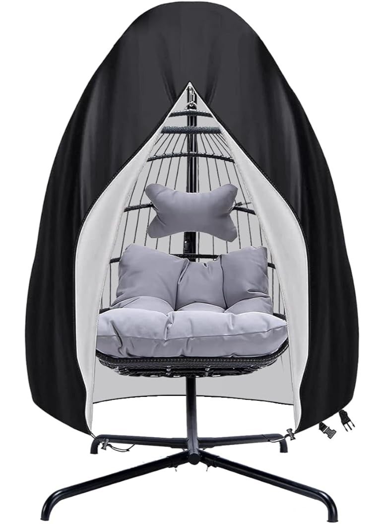 Egg Chair Cover Single - 75x45 Inch Patio Hanging Egg Chair Cover 420D Oxford Durable Waterproof Outdoor Chair Cover for Porch Wicker Egg Swing with Zipper - Image 1