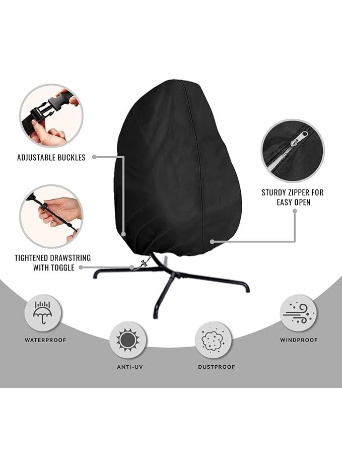 Egg Chair Cover Single - 75x45 Inch Patio Hanging Egg Chair Cover 420D Oxford Durable Waterproof Outdoor Chair Cover for Porch Wicker Egg Swing with Zipper - Image 3