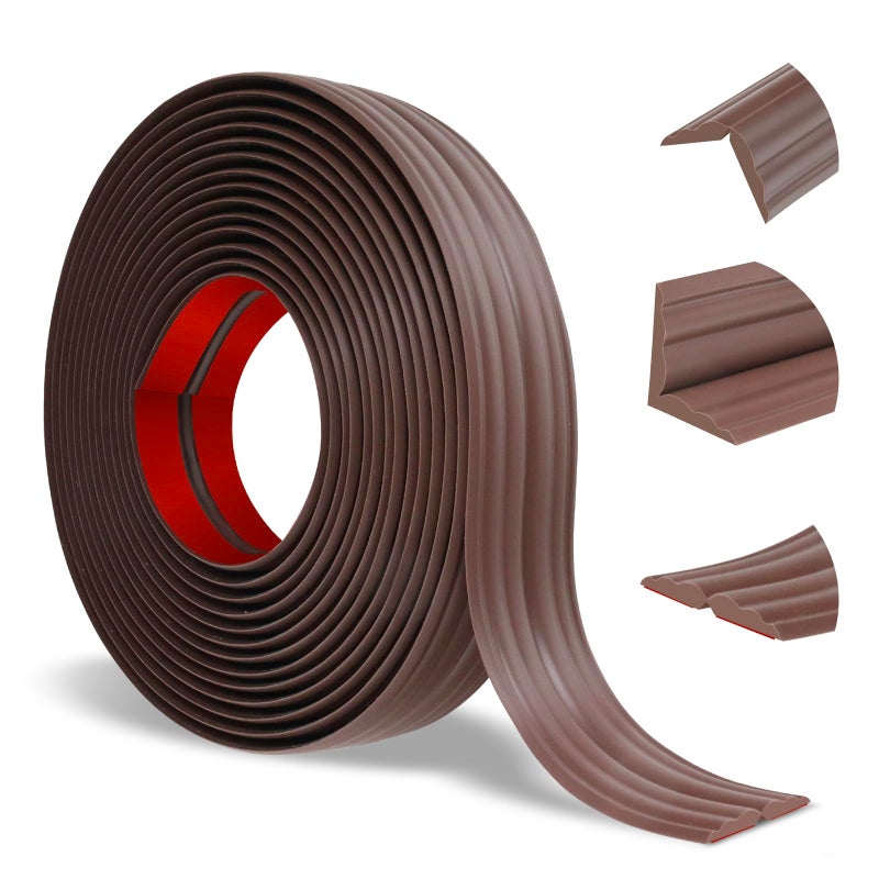 Heonay Wall Corner Protector Peel and Stick Corner Trim Molding Flexible Inside & Outside Wall Edge Guard Self Adhesive Moulding Trim for Edge Use, Brown, 0.8â€ W x 10â€™ L - Image 1