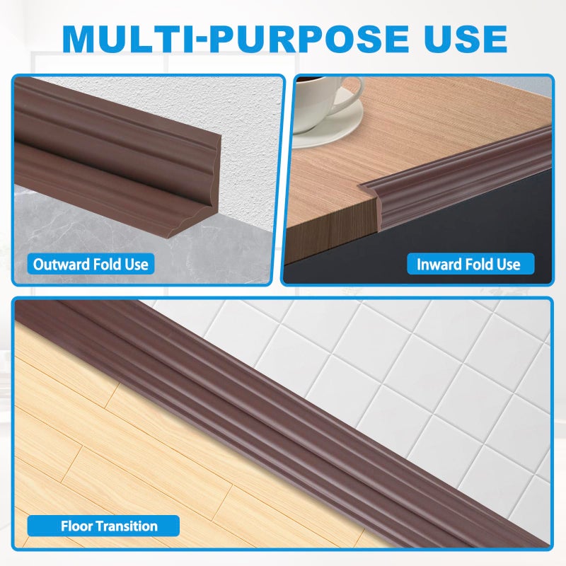 Heonay Wall Corner Protector Peel and Stick Corner Trim Molding Flexible Inside & Outside Wall Edge Guard Self Adhesive Moulding Trim for Edge Use, Brown, 0.8â€ W x 10â€™ L - Image 3