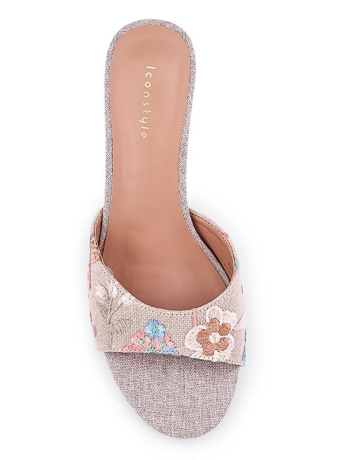 أيقون أحذية كعب مفتوحة الإصبع مطرزة