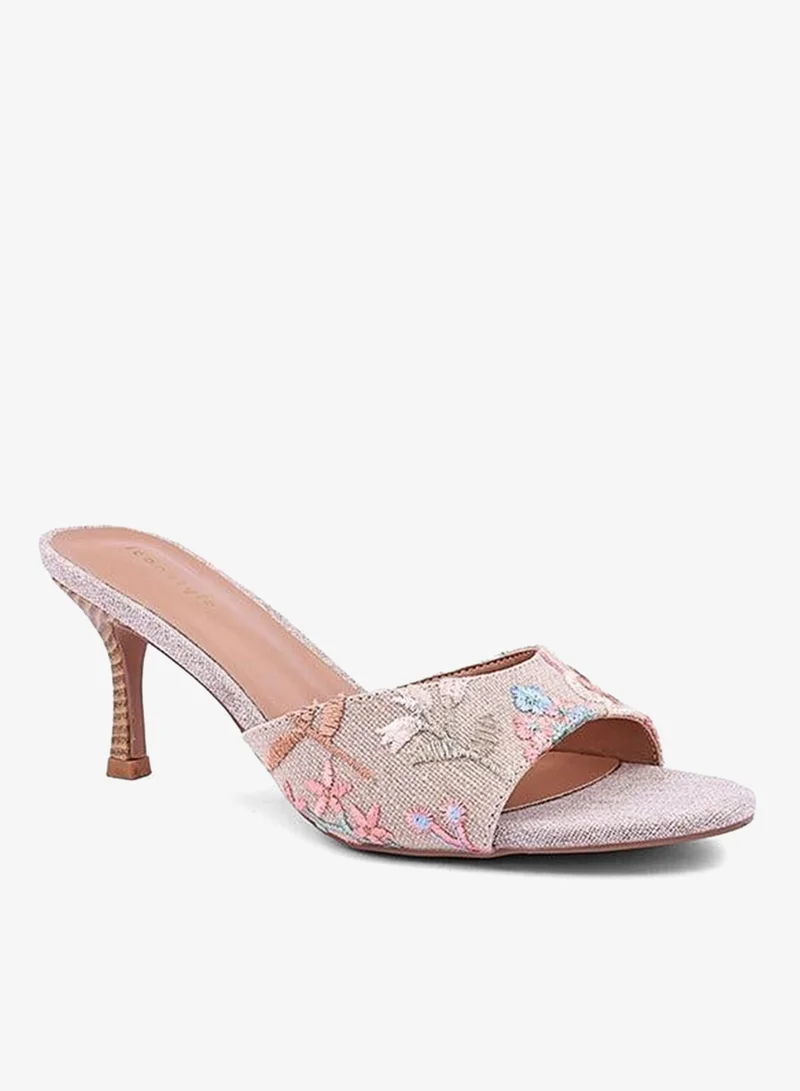 IconStyle Embroidered Open-Toe Mule Heels