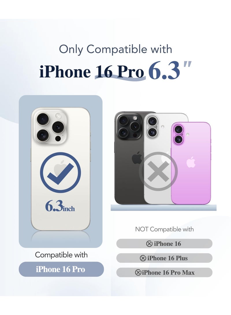 بيرفي جراب مغناطيسي لهاتف iPhone 16 Pro، متوافق مع Magsafe، واقي شاشة مدمج من الزجاج المقوى 9H وحماية مطورة للكاميرا، جراب هاتف مقاوم للصدمات مطلي بالكامل لهاتف 16 Pro مقاس 6.3 بوصة، أزرق - Image 2