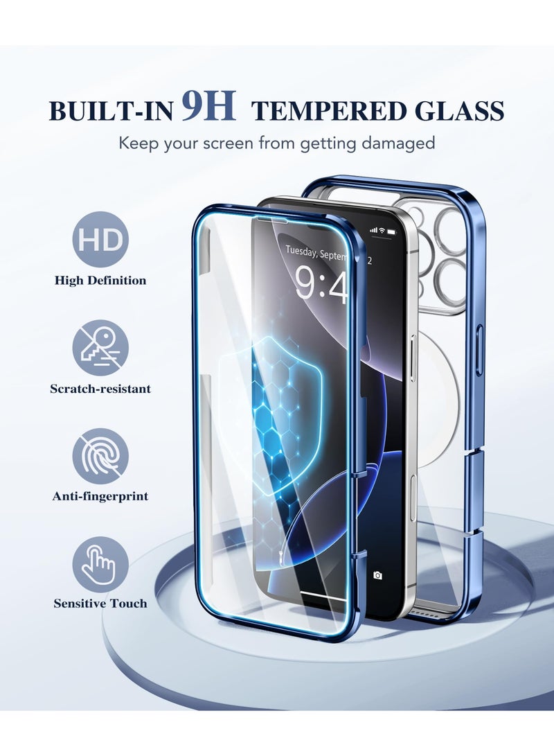 بيرفي جراب مغناطيسي لهاتف iPhone 16 Pro، متوافق مع Magsafe، واقي شاشة مدمج من الزجاج المقوى 9H وحماية مطورة للكاميرا، جراب هاتف مقاوم للصدمات مطلي بالكامل لهاتف 16 Pro مقاس 6.3 بوصة، أزرق - Image 5