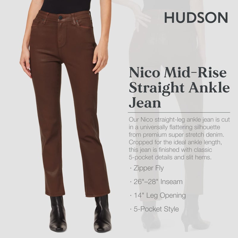 Hudson Jeans Women's Nico Mid Rise, Straight, Ankle Jean, Coated Tortoise SH, 34 - Image 2