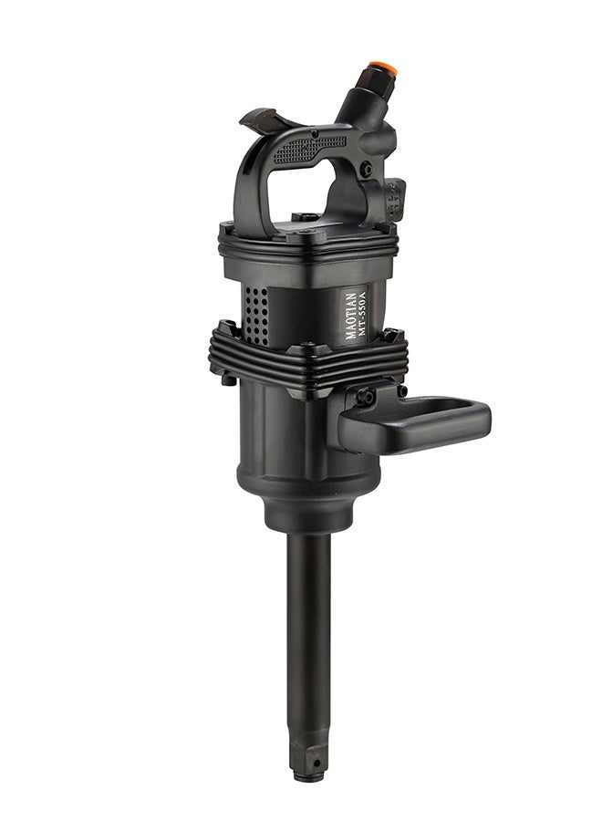 LAWAZIM Black 550A Pneumatic Impact Wrench - 1inch Square Drive Cordless Industrial Air Impact Gun with High Reverse Torque, Extended Anvil, and 2 Handles - Ideal for Heavy-Duty Repairs & Maintenance - Image 2