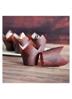 50 Pcs Large size Brown Tulip Baking Cups 5cm/2" Base diameter x 15cm/5" Wall height Grease-proof paper baking cupcake Muffin Wraps Cases Premium Recyclable Paper - pzsku/Z2F0198AEB4946A12B124Z/45/_/1735122945/95102a8d-0be7-4118-9d45-6e963a90fad5