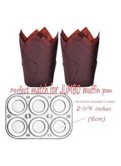 50 Pcs Large size Brown Tulip Baking Cups 5cm/2" Base diameter x 15cm/5" Wall height Grease-proof paper baking cupcake Muffin Wraps Cases Premium Recyclable Paper - pzsku/Z2F0198AEB4946A12B124Z/45/_/1735122955/38f267bd-94b5-4a5f-9d70-5f67216e3970