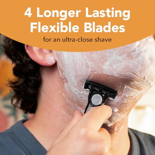 BIC Flex 4 Men's Refillable with 4 Blade Razors, Durable and Long-Lasting with Lubricating Strip, 1 Handle and 4 Cartridges, 4-Pack - Image 4