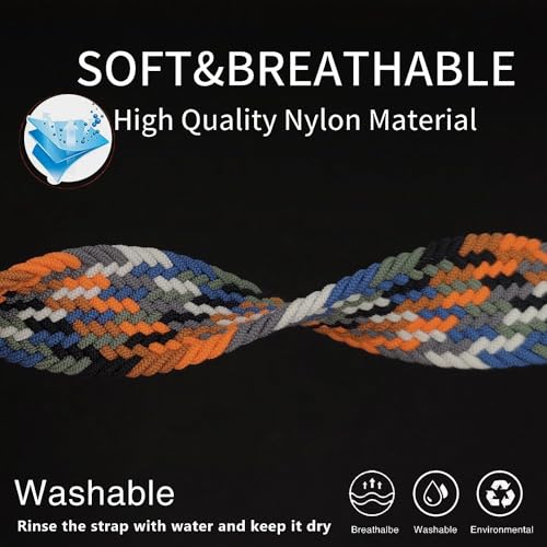 Abanen Stretchy Solo Loop Watch Bands for Casio G-SHOCK DW-5600/8900, Soft Elastic Adjustable Braided Wristband Strap with Adjustable Buckle for Casio GA-100/GW-B5600/GB-5600 (Denim Colorful) - Image 4