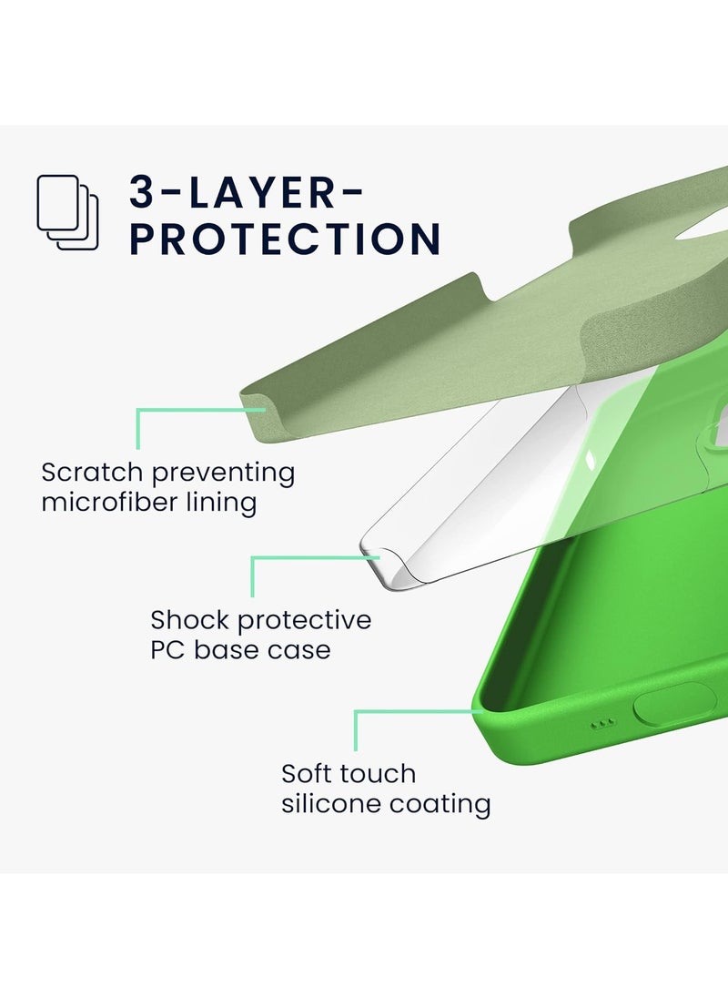 Soft Silicone Case Compatible with iPhone 16 Pro, Liquid Gel Silicone Rubber, Soft Silky Touch [3-Layer Shockproof Structure], Anti-Scratch Microfiber Lining Shockproof Back Cover