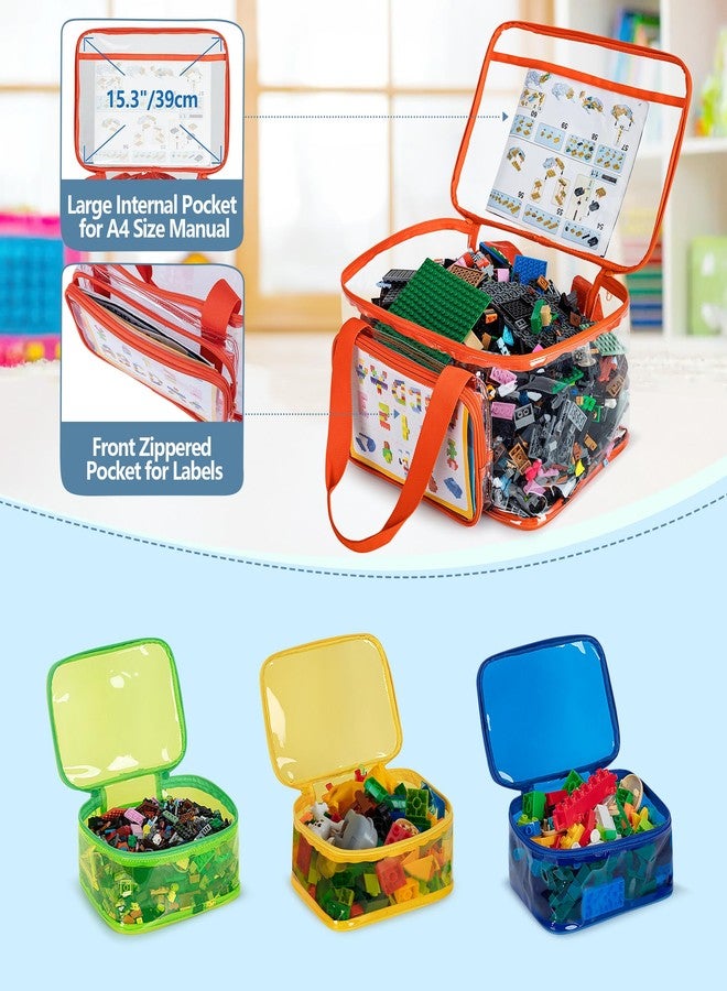 Rexmica 4 Packs Toy Storage Bag for Building Bricks, Waterproof Clear Toy Organizer Case for Magnetic Tiles, Board Games, Puzzles, Building Blocks Travel Carrying Bag - Image 2