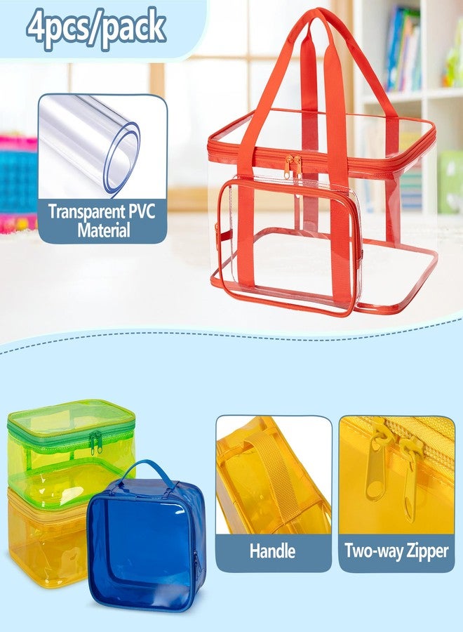 Rexmica 4 Packs Toy Storage Bag for Building Bricks, Waterproof Clear Toy Organizer Case for Magnetic Tiles, Board Games, Puzzles, Building Blocks Travel Carrying Bag - Image 3