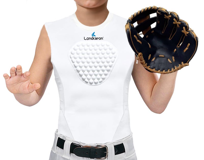 Londkaron Youth Elite Chest Protector Shirt, Padding on Chest for Baseball, Softball & Football (Small, White) - Image 4