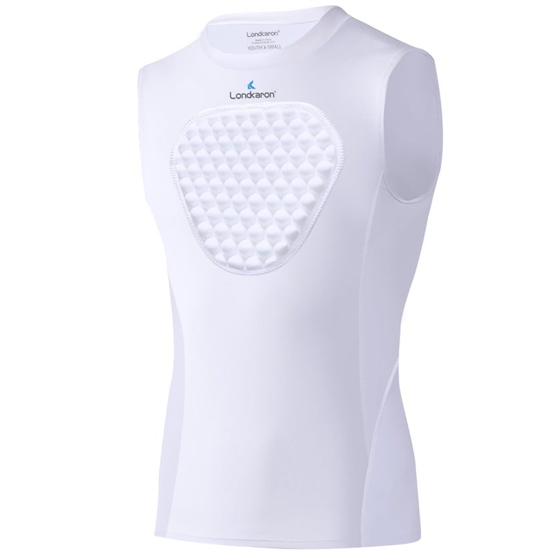 Londkaron Youth Elite Chest Protector Shirt, Padding on Chest for Baseball, Softball & Football (Small, White) - Image 5