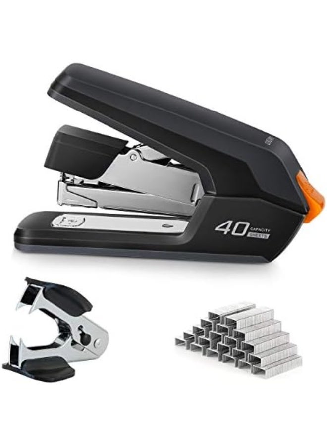 Deli Effortless Desktop Stapler, 40-50 Sheet Capacity, One Finger Touch Stapling, Easy to Load Ergonomic Heavy Duty Stapler, Includes 1500 Staples and Staple Remover - Image 1