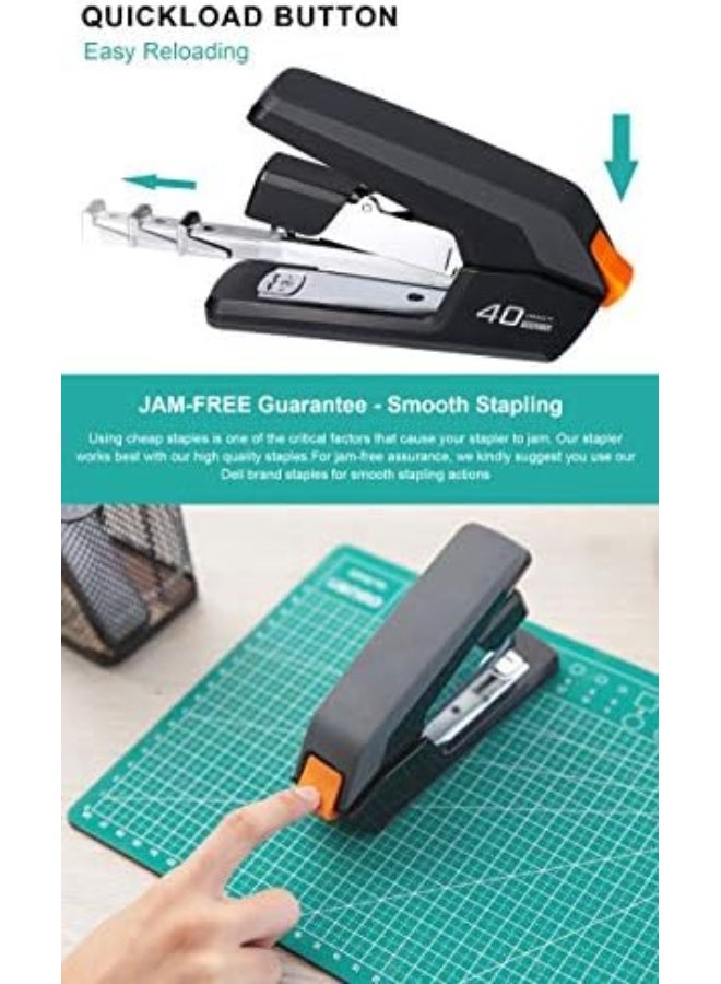 Deli Effortless Desktop Stapler, 40-50 Sheet Capacity, One Finger Touch Stapling, Easy to Load Ergonomic Heavy Duty Stapler, Includes 1500 Staples and Staple Remover - Image 3