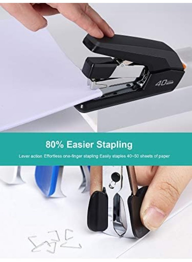Deli Effortless Desktop Stapler, 40-50 Sheet Capacity, One Finger Touch Stapling, Easy to Load Ergonomic Heavy Duty Stapler, Includes 1500 Staples and Staple Remover - Image 5