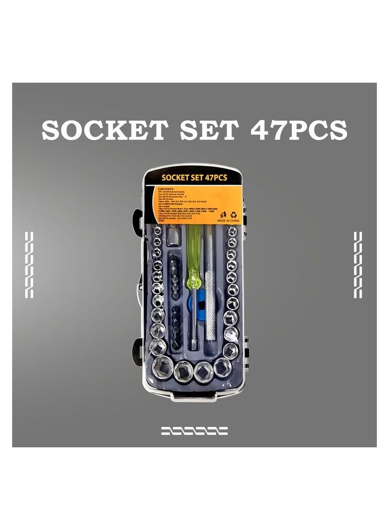 Premium Quality Ratchet Socket Set, Ratchet Spanner Wrench Repair Tool Set 47 Pcs  - Image 4