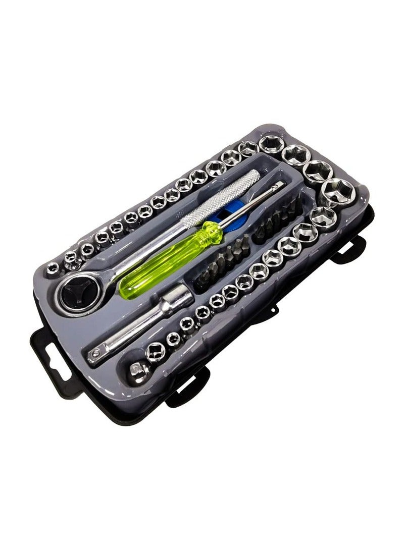 Premium Quality Ratchet Socket Set, Ratchet Spanner Wrench Repair Tool Set 47 Pcs  - Image 1