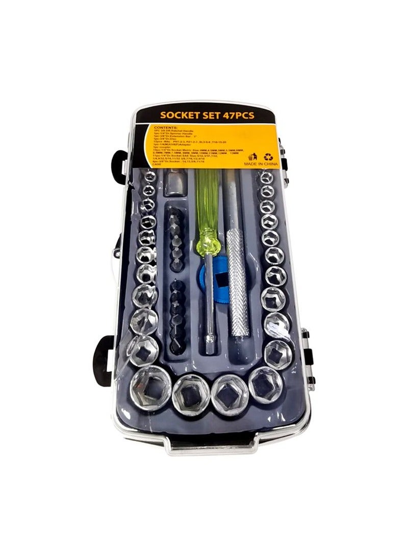 Premium Quality Ratchet Socket Set, Ratchet Spanner Wrench Repair Tool Set 47 Pcs  - Image 2