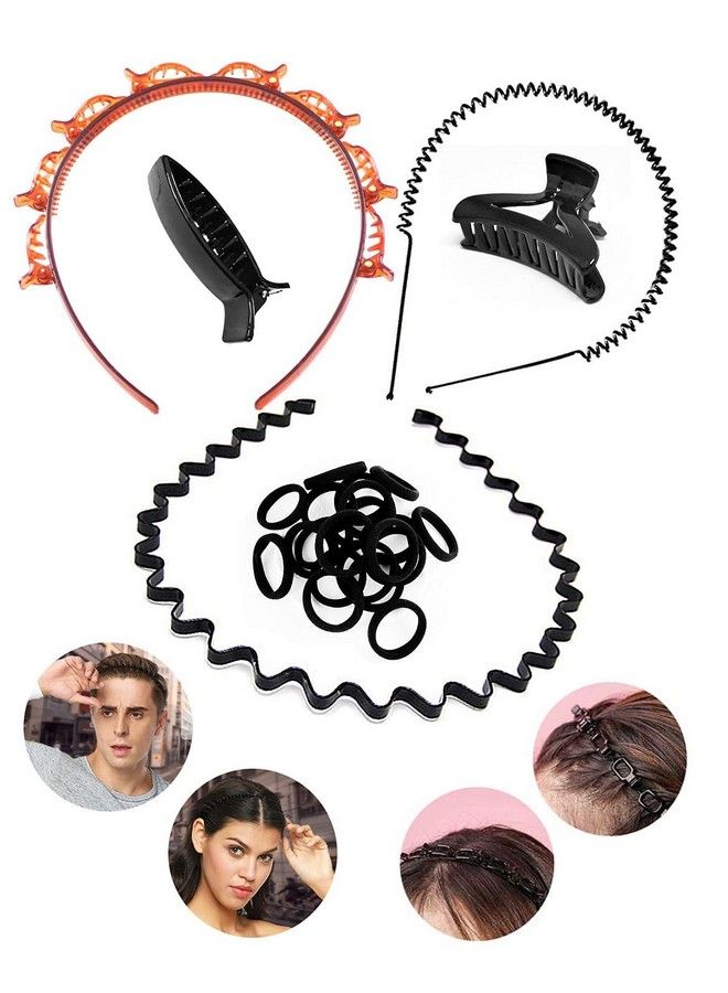 BHARATGAURAV - Hair Accessories Bharatgaurav Plastic And Metal Black Flexible Metal Wavy And Spring Band Hair Hoop Hairband Rubber Band And Clips Claw For Men And Women (Pack Of 17)  - Image 1