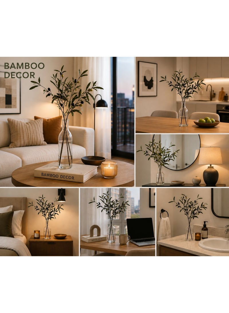 Bamboo Decor |  Artificial Olive Branch 90 cm- Faux Plants- Flora Vase Filler For Home Decor- Wedding -Events-Craft Projects (Olives Branch) - Image 3