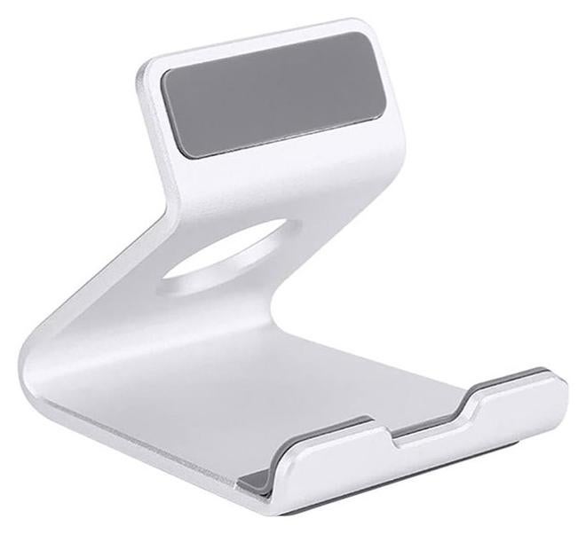 ستاند سطح المكتب للموبايل - حامل ألومنيوم صلب للموبايل والتابلت حتى | فضة - Image 1