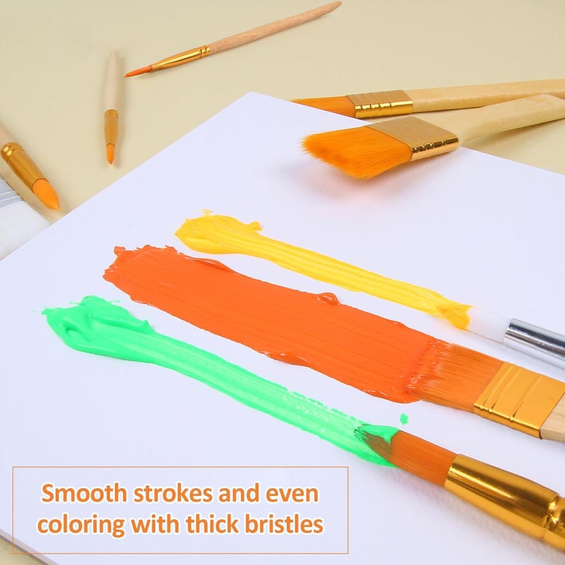 YILANJIN 6 Pieces Paint Brush Set, Nylon Hair Painting Brushes for Acrylic, Oil Paint, Watercolor, Canvas, Wooden Short Stick Drawing Brushes, Art Paintbrushes for Kids and Adults (Yellow) - Image 4