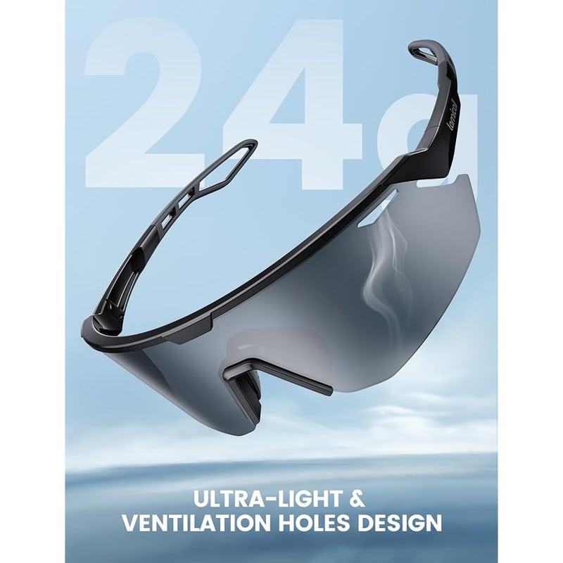Lamicall 24g Polarized Sports Sunglasses for Men Women - 【24g Ultralight】 【Adjustable Nose Pad】 UV400 Protection Sun Glasses for Running Cycling Baseball Fishing - Image 4