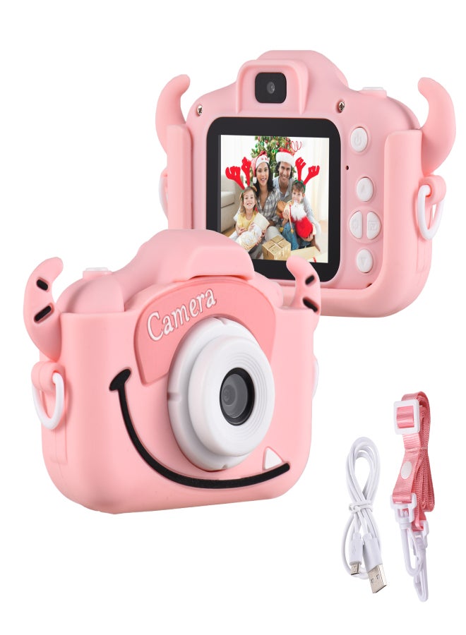 Mini Cartoon Kids Digital Camera 1080P Digital Video Camera for Kids Dual Lens 2.0 Inch IPS Screen Built-in Battery Cute Photo Frames Interesting Games with Neck Strap Birthday Christmas Gift for - Image 1