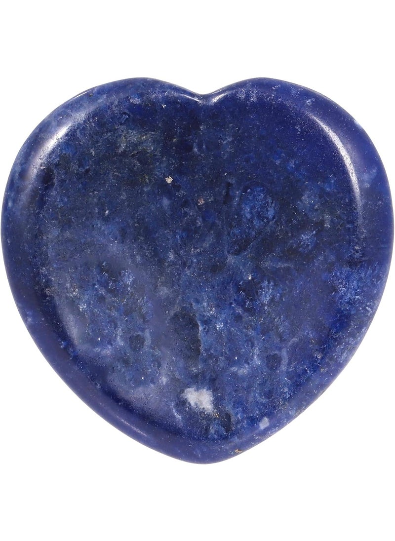 SUNYIK SUNYIK Natural Hand Carved Thumb Worry Stone, Polished Palm Pocket Stones Healing Crystal for Valentine's Day, Heart Shaped, Blue Spot Jasper 