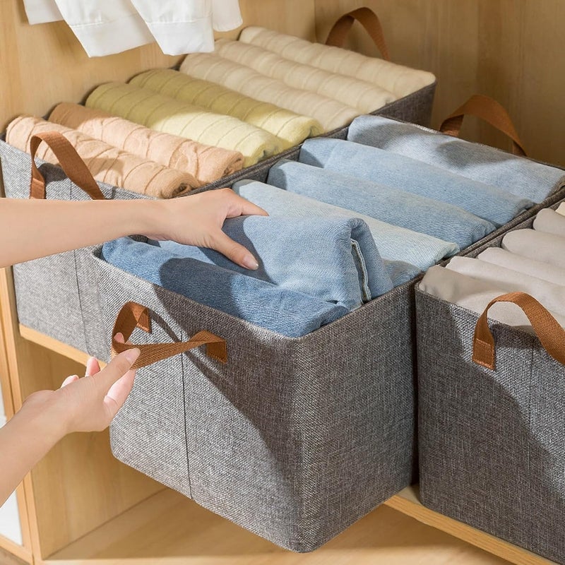 Closet Shelf Organizer Dressing Box for Clothing Storage, Durable Fabric Wardrobe Organizer with Metal Frame Support, Foldable Storage Bin for Shirts Towels Bedding, 46x28x18 cm - Image 5