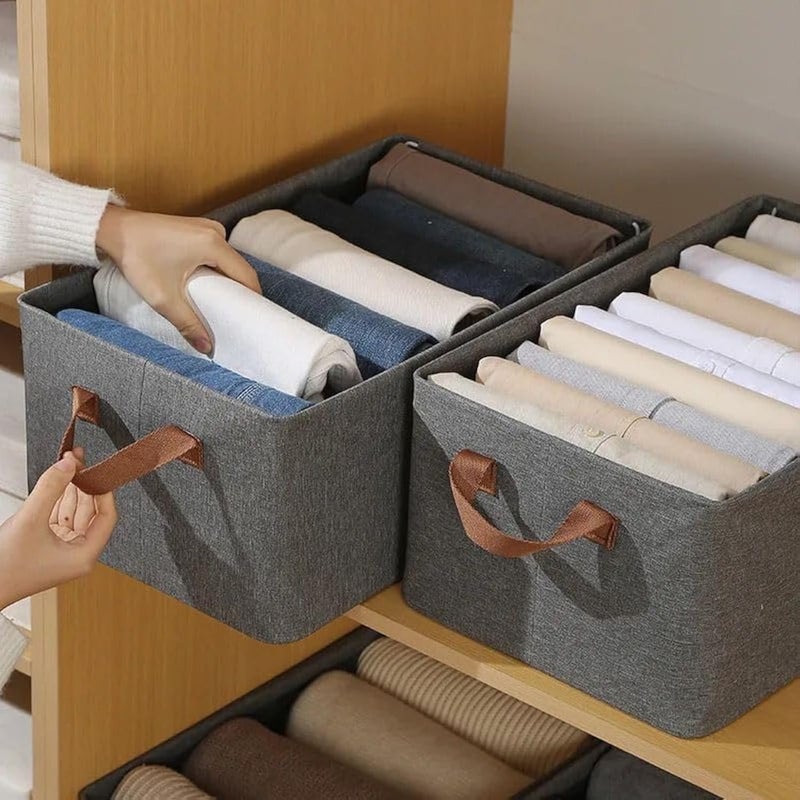 Closet Shelf Organizer Dressing Box for Clothing Storage, Durable Fabric Wardrobe Organizer with Metal Frame Support, Foldable Storage Bin for Shirts Towels Bedding, 46x28x18 cm - Image 3