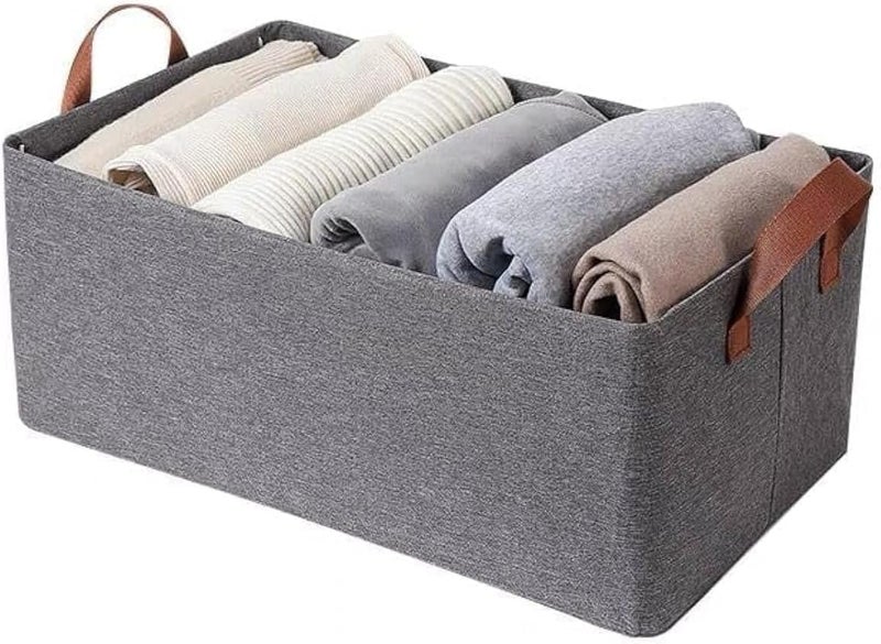 Closet Shelf Organizer Dressing Box for Clothing Storage, Durable Fabric Wardrobe Organizer with Metal Frame Support, Foldable Storage Bin for Shirts Towels Bedding, 46x28x18 cm - Image 1
