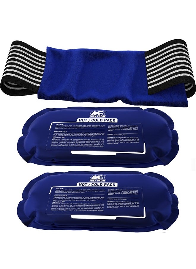 TrekProof Ice Pack (3-Piece Set) – Reusable Hot and Cold Therapy Gel Wrap Support Injury Recovery, Alleviate Joint and Muscle Pain – Rotator Cuff, Knees, Back & More (3 Piece Set - Classic)  - Image 1