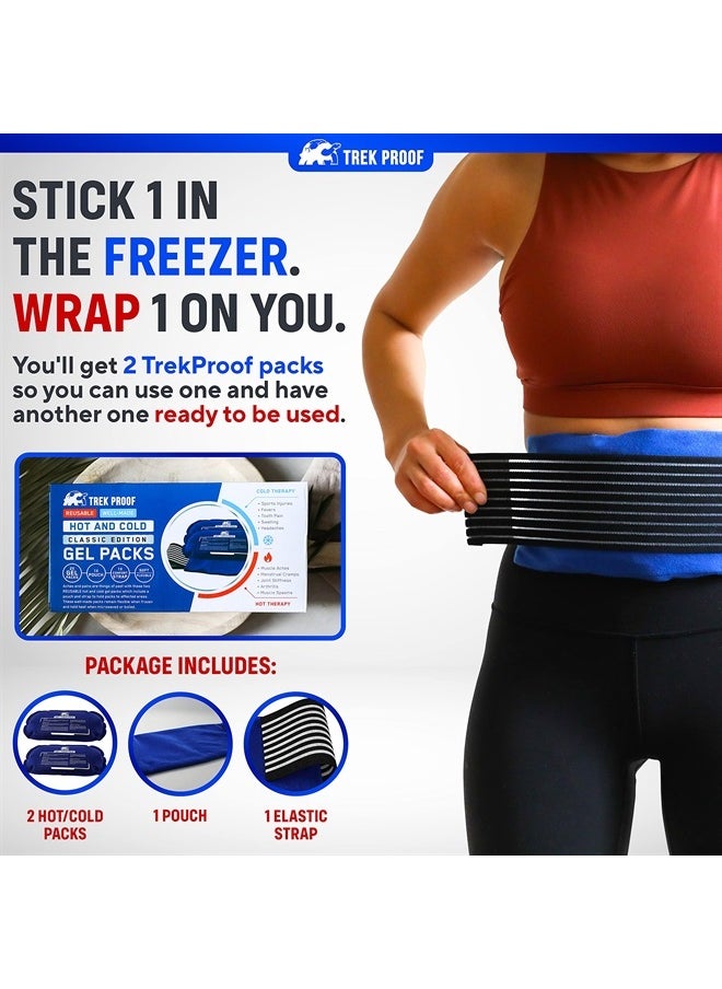 TrekProof Ice Pack (3-Piece Set) – Reusable Hot and Cold Therapy Gel Wrap Support Injury Recovery, Alleviate Joint and Muscle Pain – Rotator Cuff, Knees, Back & More (3 Piece Set - Classic)  - Image 3