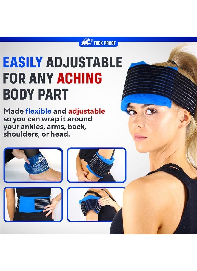 TrekProof Ice Pack (3-Piece Set) – Reusable Hot and Cold Therapy Gel Wrap Support Injury Recovery, Alleviate Joint and Muscle Pain – Rotator Cuff, Knees, Back & More (3 Piece Set - Classic)  - Image 5