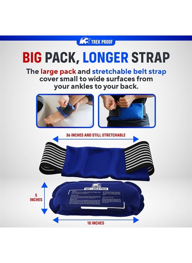 TrekProof Ice Pack (3-Piece Set) – Reusable Hot and Cold Therapy Gel Wrap Support Injury Recovery, Alleviate Joint and Muscle Pain – Rotator Cuff, Knees, Back & More (3 Piece Set - Classic)  - Image 4