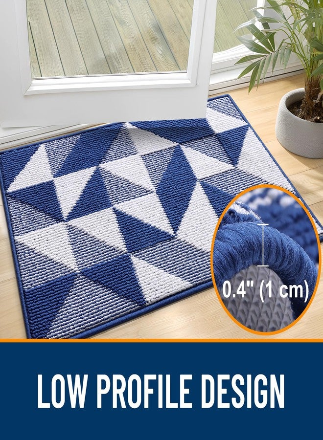 OLANLY Door Mat Indoor Entrance Washable 32x20, Odor-Free Low-Profile Front Back Geometric Doormat, Absorbent Resist Dirt Entry Carpet, Easy to Clean Sturdy Inside Floor Mats for Entryway, Navy - Image 4