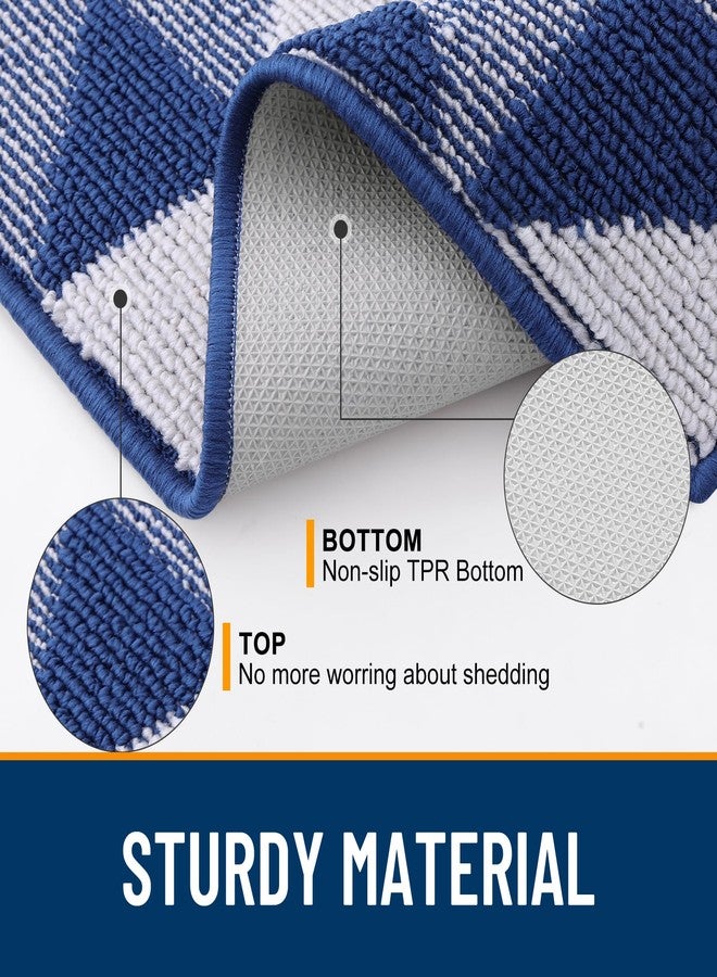 OLANLY Door Mat Indoor Entrance Washable 32x20, Odor-Free Low-Profile Front Back Geometric Doormat, Absorbent Resist Dirt Entry Carpet, Easy to Clean Sturdy Inside Floor Mats for Entryway, Navy - Image 3