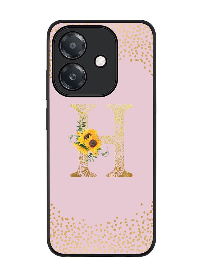 Stylizedd For Oppo A5i Case,Slim fit Camera Protection, Shockproof Thin Phone cover  - Custom Floral Monogram - H  (Pink )