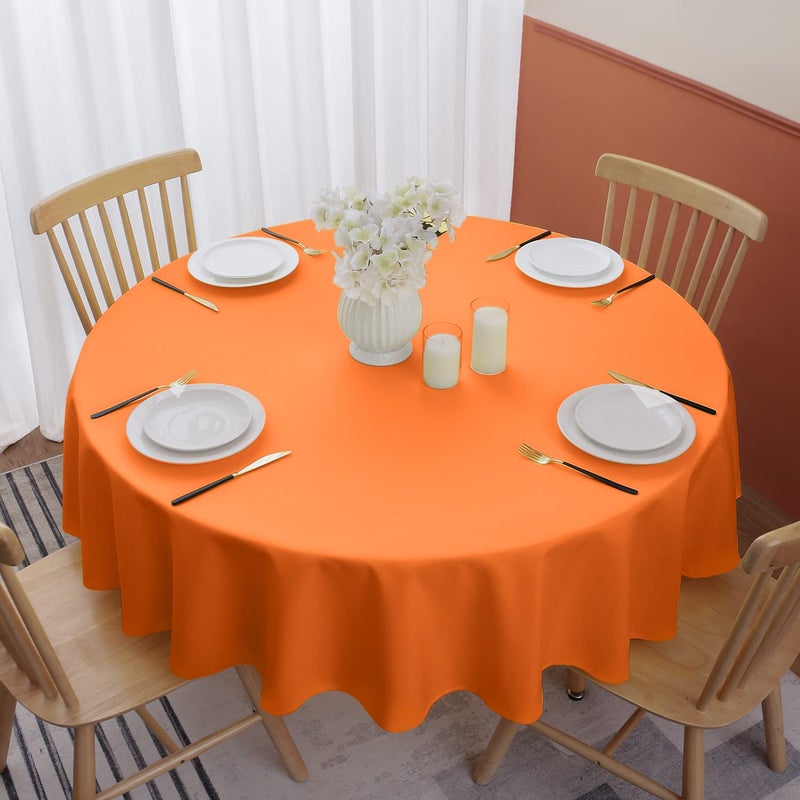 Softalker Round Tablecloth  Waterproof & Stain Resistant Table Cloth Wrinkle Free Fabric Washable 210GSM Polyester Table Cover for Dining/Party/Thanksgiving - 60 inch Orange - Image 2
