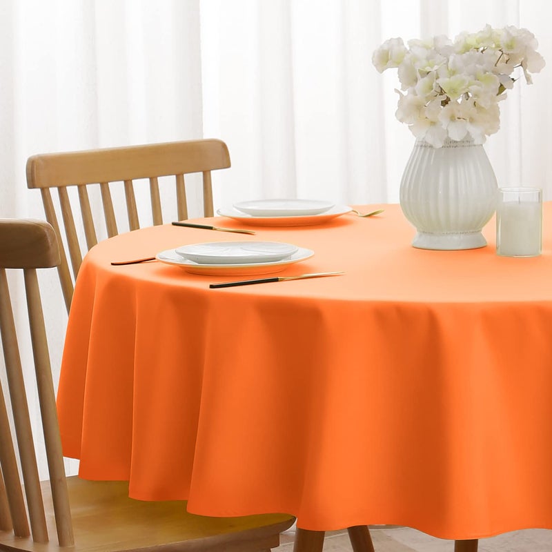 Softalker Round Tablecloth  Waterproof & Stain Resistant Table Cloth Wrinkle Free Fabric Washable 210GSM Polyester Table Cover for Dining/Party/Thanksgiving - 60 inch Orange - Image 5