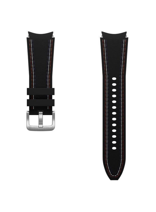 LDFAS Compatible for Samsung Galaxy Watch 4 Classic 42mm 46mm Bands, 20mm Silicone Hybrid Leather Watch Strap with Curved Buckle Compatible for Samsung Galaxy Watch 4 40mm/44mm Band, Black - Image 4