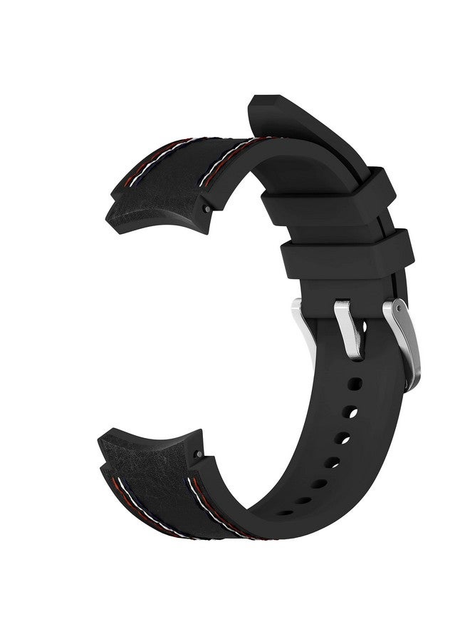 LDFAS Compatible for Samsung Galaxy Watch 4 Classic 42mm 46mm Bands, 20mm Silicone Hybrid Leather Watch Strap with Curved Buckle Compatible for Samsung Galaxy Watch 4 40mm/44mm Band, Black - Image 3